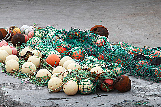 绿色,渔网,球体,浮漂,海岸