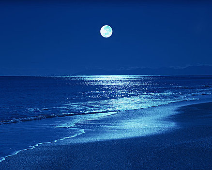 满月,海洋
