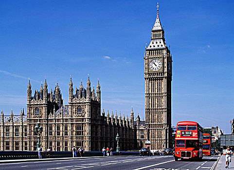 钟表,塔,大,大本钟,威斯敏斯特,桥,世界遗产,伦敦,英格兰,英国,欧洲