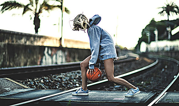 美女,轨道,弹起,篮球