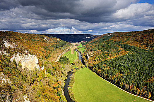 风景,多瑙河,山谷,伯龙,图特林根,巴登符腾堡,德国,欧洲
