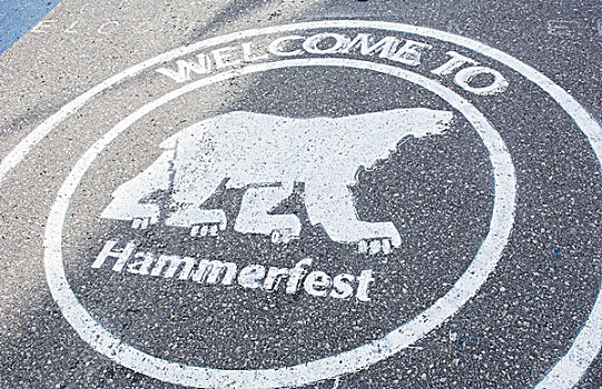 哈默菲斯特,挪威,北极熊,标识,行走,北方,城镇,世界