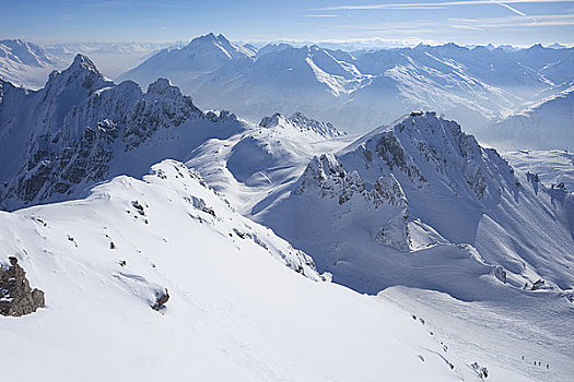 积雪,山峦,冬天,阿勒堡,提洛尔,奥地利