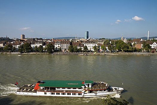船,莱茵河,河,巴塞尔,瑞士