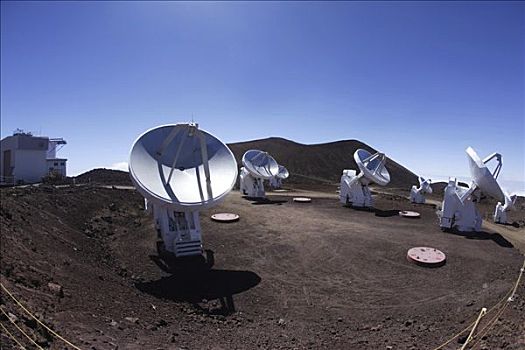 排列,射电望远镜,高度,靠近,顶峰,灭绝,火山,莫纳克亚,夏威夷,美国