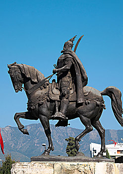 骑马雕像,阿尔巴尼亚,民族英雄,广场,地拉那,欧洲