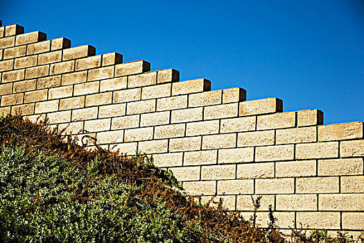 砖墙,台阶,排列,山坡,加利福尼亚,美国