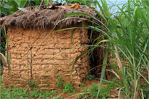 泥,小屋,家