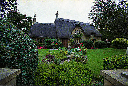 茅草屋顶,房子,科茨沃尔德,英格兰