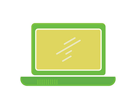 笔记本电脑,象征,绿色,留白,显示屏,正面,概念,信息技术,沟通,互联网,网络,隔绝,物体,白色背景,背景,矢量,插画