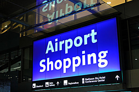 霓虹,标识,入口,机场,购物,拱廊,苏黎世,瑞士,欧洲