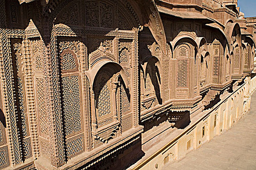 雕刻,墙壁,堡垒,梅兰加尔堡,拉贾斯坦邦,印度