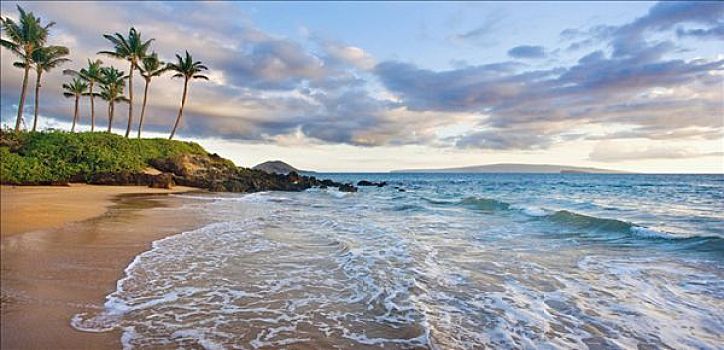 夏威夷,毛伊岛,麦肯那,秘密,海滩,日落