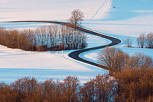 冬季风景,山,黑森州,德国