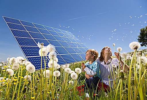 孩子,土地,太阳能电池板