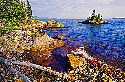 苏必利尔湖,海岸线,安大略省,加拿大