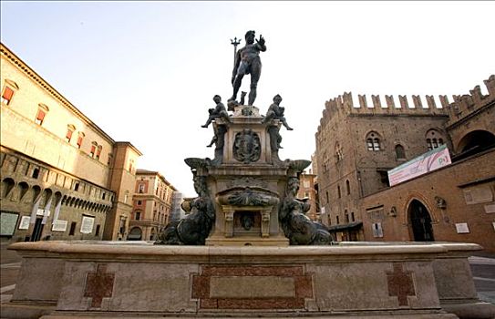 喷泉,城镇广场,广场,博洛尼亚,艾米利亚-罗马涅大区,意大利