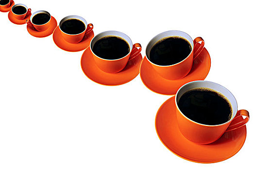 橙色,咖啡,杯子,排
