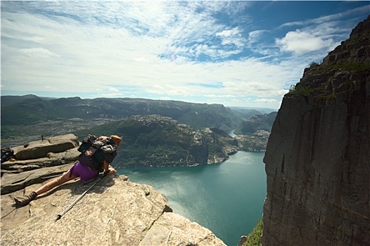 石头,上方,吕瑟峡湾,挪威
