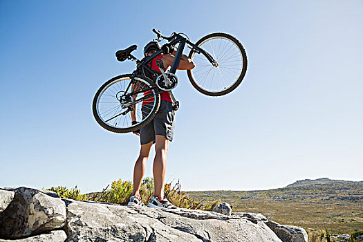 健身,男人,自行车,岩石,地形