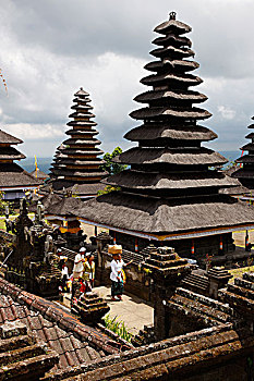 塔,庙宇,火山,巴厘岛,印度尼西亚,亚洲