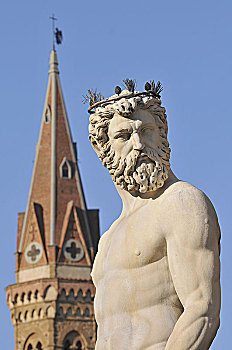雕塑,喷泉,佛罗伦萨,意大利,市政广场