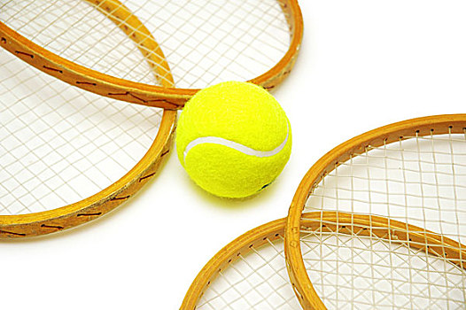 四个,网球拍,球,隔绝,白色背景