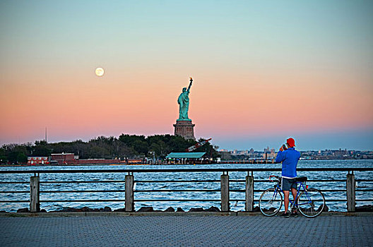 旅游,照片,月亮,自由女神像,纽约