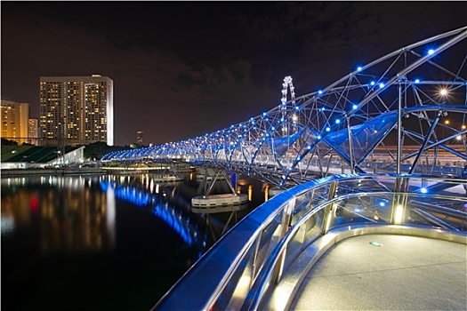 双螺旋,桥,新加坡,夜晚