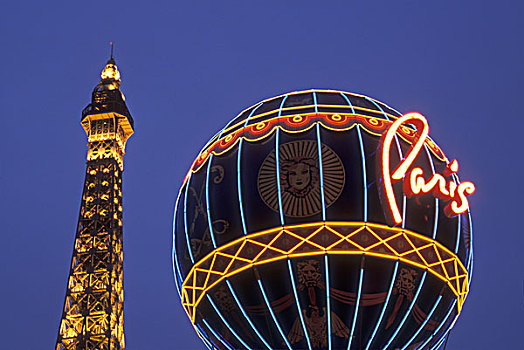 特写,仿制,气球,巴黎,夜晚,拉斯维加斯,美国