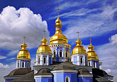 大教堂,金色,圆顶,寺院,基辅,乌克兰,欧洲