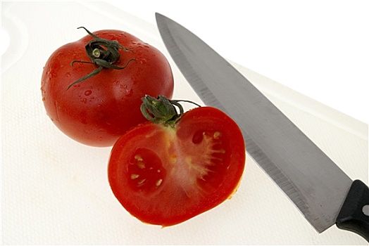 切,白色,塑料制品,切菜板,刀,西红柿