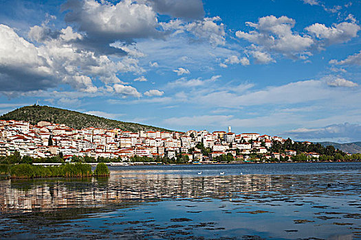 希腊,西部,马其顿,风景,城镇,湖