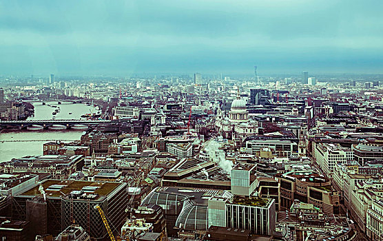 城市风光,圣保罗大教堂,泰晤士河,伦敦,英国