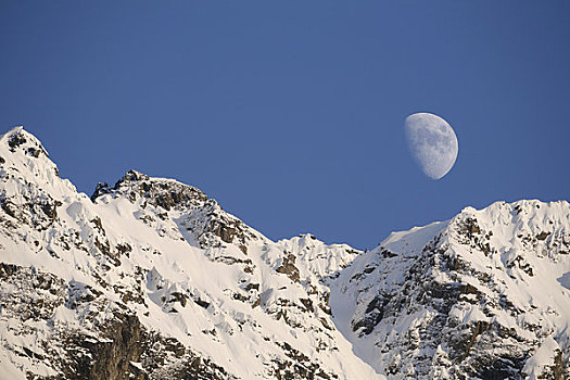 月亮,上方,顶峰,楚加奇山