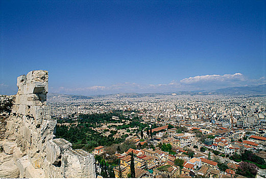 俯视,城市,雅典,希腊
