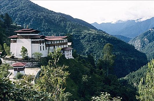 不丹,寺院,山坡