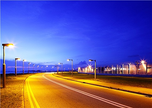 空,沥青,道路,夜晚