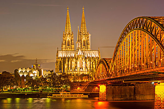 科隆大教堂,霍恩佐伦大桥,科隆,莱茵兰,北莱茵威斯特伐利亚,德国,欧洲