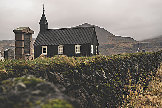 斯奈山半岛,西部,冰岛,黑色,教堂
