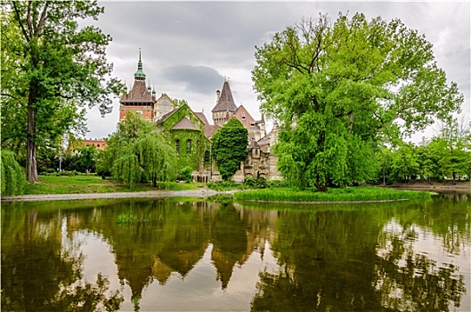 城堡,上方,湖,布达佩斯,匈牙利