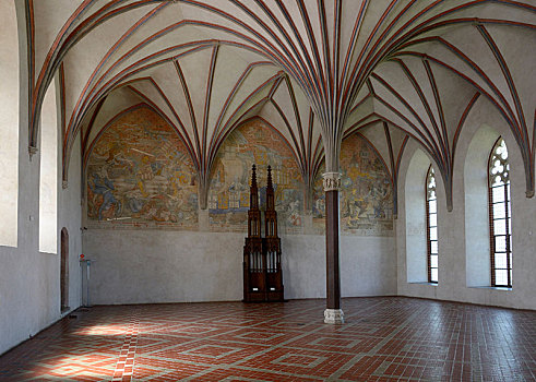 房间,中间,城堡,马尔堡,中世纪,复杂,博美狗,波兰,欧洲