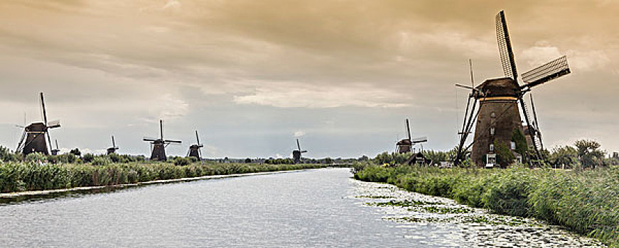 风车,运河,小孩堤防风车村,阿姆斯特丹