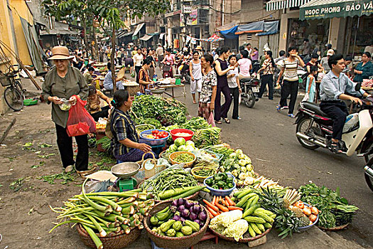 亚洲,越南,广宁省,河内,女人,销售,新鲜,蔬菜