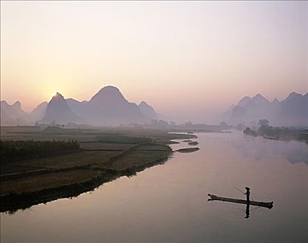 黎明,特色,景色,河,漓江,桂林,广西