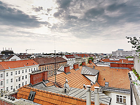 俯视图,房子,外部,屋顶,维也纳,奥地利