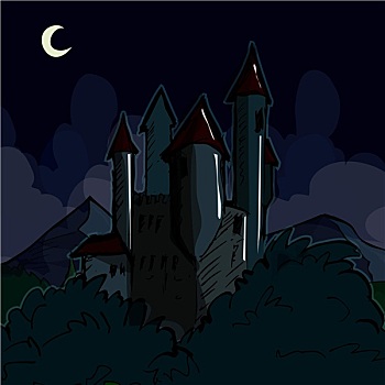 悚然,城堡,夜晚