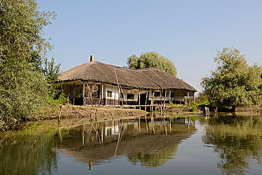 小屋,多瑙河三角洲,罗马尼亚,欧洲