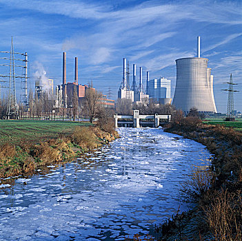 火力发电站,天然气,发电站,北莱茵威斯特伐利亚,德国,欧洲