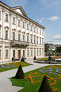 城堡,米拉贝尔,宫殿,米拉贝尔花园,花园,地区,萨尔茨堡,陆地,奥地利,欧洲